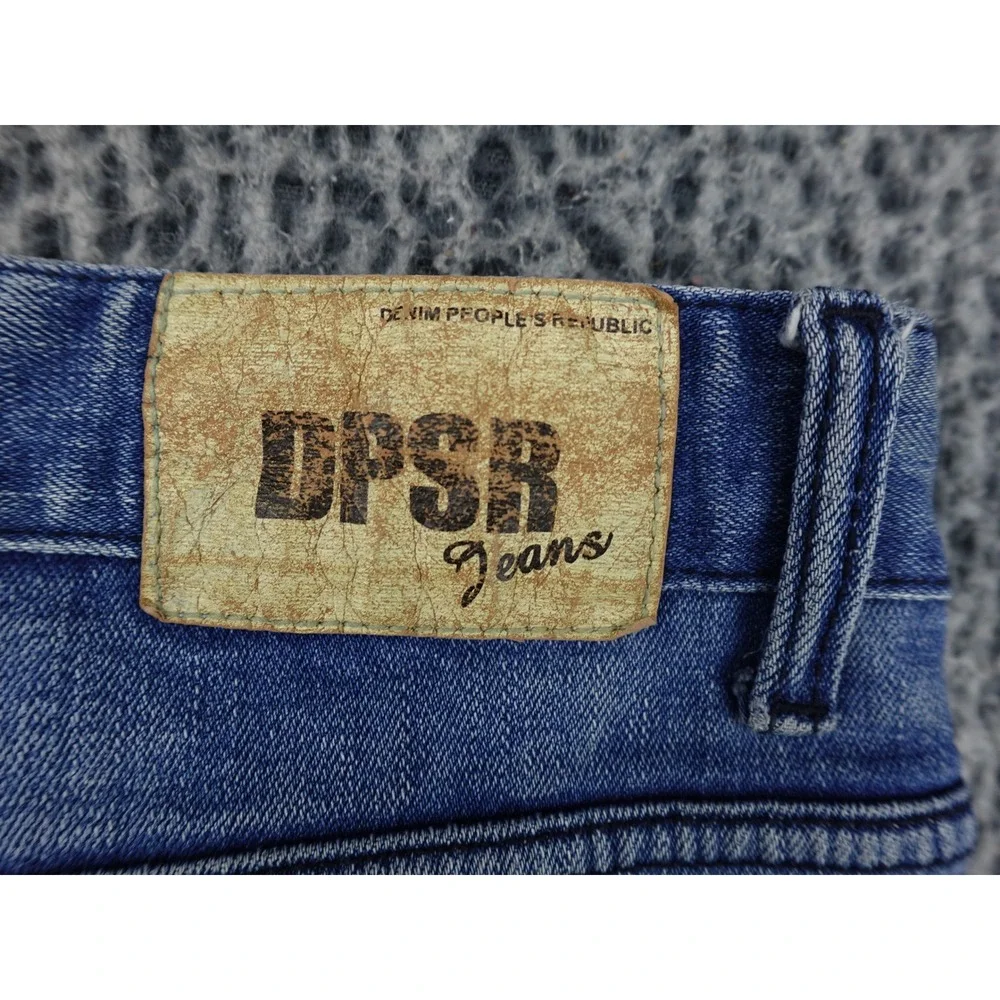 DPSR Denim Peoples Republic Jeans Mens XL Blue Straight Leg Faded Distressed